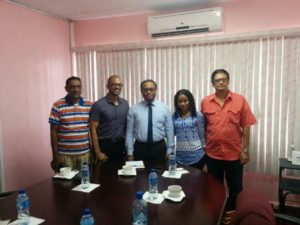 IAC Executive Members Raymond Azeez, Roy Mookram, Evan Radhay Persaud and Secretary Saira Alli meeting with Mr. Amit Kumar